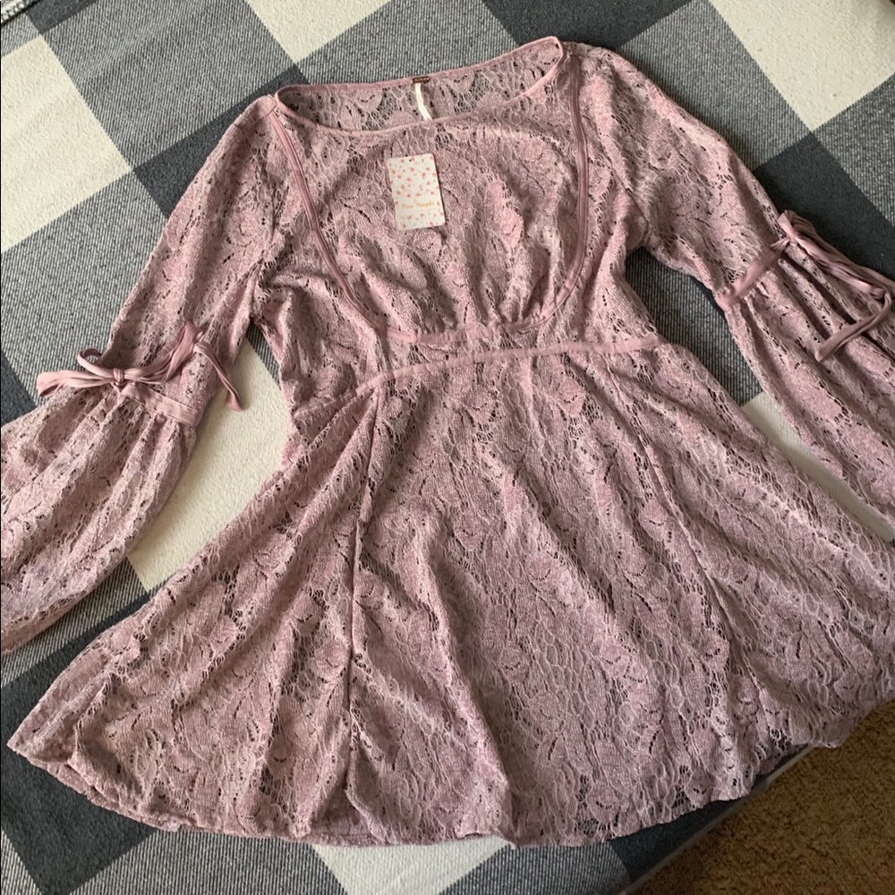 Free People Ruby Crochet Lace Boho Mini Dress - Picture 4 of 7